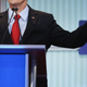 Republican Senator Rand Paul appears before a Facebook logo at a Fox News/Facebook hosted presidential primary debate in 2015; used here as stock photo.